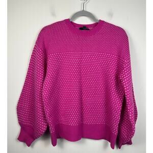 Summersalt Sweater Women Small Pink Wool Cashmere‎ Balloon Sleeve Mix Stitch EUC